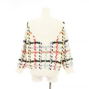 Diagram GRACE CONTINENTAL ニット セーター 長袖 チェック柄 36 白 391431010 /MM