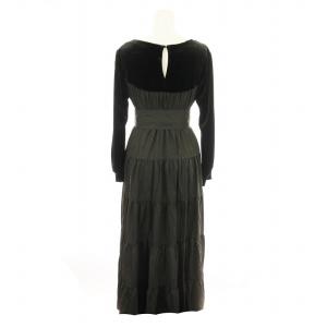 Grace Class ワンピース ロング 長袖 袖切替ベロア素材 36 黒 0222043512700 /MM