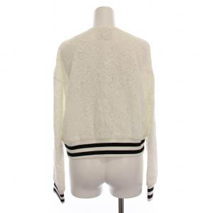 GRACE CONTINENTAL ラインリブレースブルゾン ノーカラー ジャケット 総レース 刺繍 36 白 19101094 /YM