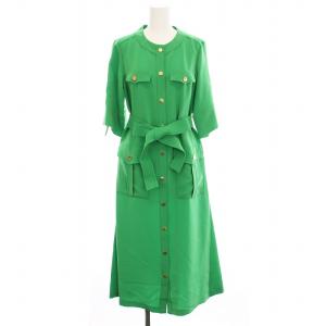 23SS トリアセサファリワンピース ロング 五分袖 36 緑 0223131271 /YM