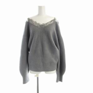 23AW レーストリムラクーンニット セーター プルオーバー Vネック 長袖 F グレー FWNT234044