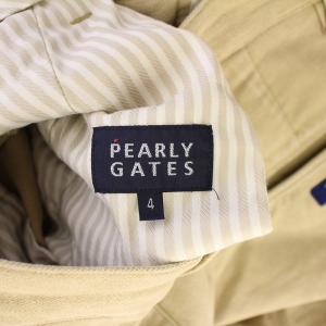 PEARLY GATES ゴルフウェア ロングパンツ テーパード スラックス ジップフライ ストレッチ ロゴ 刺繍 4 ベージュ