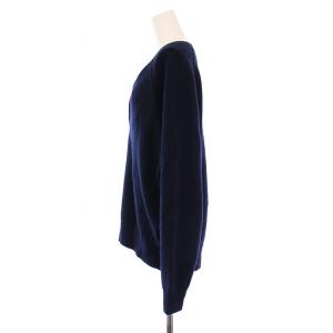 Framework 24AW ミドルゲージ天竺ヘンリープルオーバー ニット セーター 長袖 スキッパー ウール 無地 F 紺