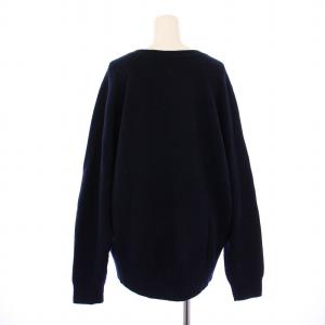 Framework 24AW ミドルゲージ天竺ヘンリープルオーバー ニット セーター 長袖 スキッパー ウール 無地 F 紺