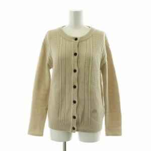 23年製 カーディガン ニット ロゴプレート ケーブル クルーネック 長袖 34 ベージュ 5342070