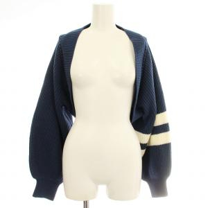24SS 畦ショートニットカーディガン 0324153122 リブニット ボレロ カーディガン 36 ネイビー