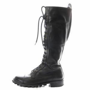 ロングブーツ レースアップ レザー 42 黒 ブラック /AN13 D