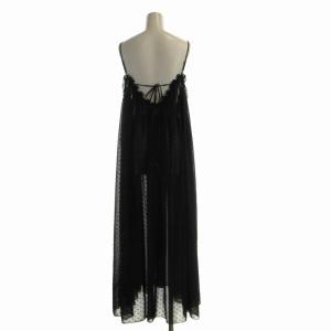 SLOBE IENA 23AW ドットギャザーキャミワンピース マキシ ロング キャミワンピ 黒 ブラック 23-040-912-4120-3-0