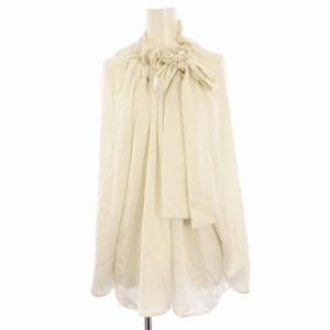 シャツ ブラウス 長袖 サテン ボウタイ 38 白 ホワイト 3546-05-10006 /EE