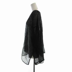 Spick&Span 23SS メッシュリネンルーズプルオーバー ニット セーター 長袖 黒 ブラック 23-051-200-2110-2-0