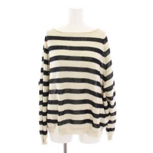 24SS ペーパーヤーン裏天竺プルオーバー ニット セーター 長袖 白 黒 24080240813120