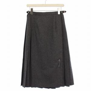 フレアスカート プリーツスカート ロング ウール I40 グレー /BM