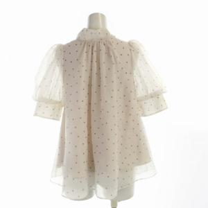 SNIDEL 22SS Sustainaオーガンシースルーブラウス シャツ ドット シアー リボン 五分袖 F アイボリー
