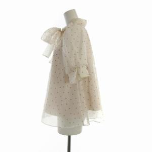 SNIDEL 22SS Sustainaオーガンシースルーブラウス シャツ ドット シアー リボン 五分袖 F アイボリー