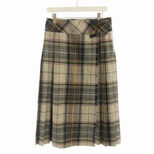 スカート ロング チェック柄 プリーツ 大きいサイズ 13 グレー /EE