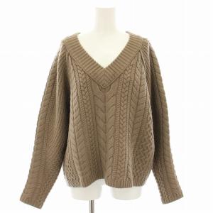 レリタージュ l'heritage ニット セーター Vネック 長袖 ケーブル編み 茶 ブラウン A0318KSW679