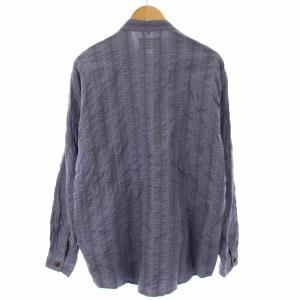 ARMANI JEANS シャツ ストライプ スタンドカラー 長袖 M 青 ブルー /DK