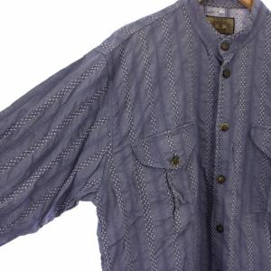 ARMANI JEANS シャツ ストライプ スタンドカラー 長袖 M 青 ブルー /DK