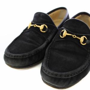 GUCCI ローファー ホースビット スエード 5B 21.5cm 黒 100 0255/1 /TK D