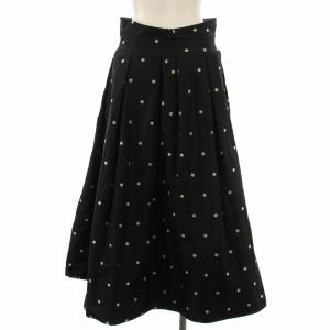 martinique フレアスカート ロング マキシ丈 ドット 黒 ブラック /DK