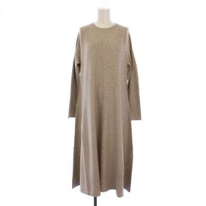 22AW ウォッシャブルフレアワンピース ロング 長袖 ニット ウール F グレージュ 22040912274030