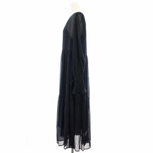SLOBE IENA 24AW シアージャガードワンピース ロング 長袖 総柄 インナーワンピース付き タグ付き F 紺 ネイビー