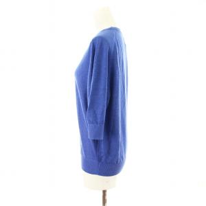 IENA タグ付き リネン５分袖プルオーバー ニット セーター 薄手 カットソー F 青 23080900111010