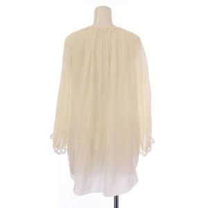 Chloe シャツ ブラウス 長袖 ギャザー リボン シルク 36 アイボリー /BB