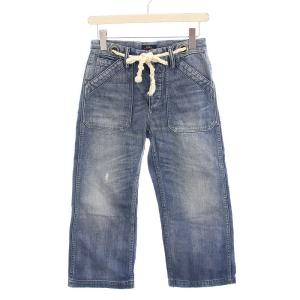 ベルトロープ付き デニムパンツ ジーンズ クロップド USED加工 25 ブルー /YM