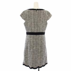 kate spade new york scallop tweedドレス ワンピース ツイード 半袖 ひざ丈 8 黒 白 NJMU8377 /TK