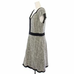 kate spade new york scallop tweedドレス ワンピース ツイード 半袖 ひざ丈 8 黒 白 NJMU8377 /TK