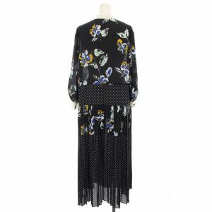 Diagram GRACE CONTINENTAL 21AW ドットフラワー切替ブラウス ワンピース ロング バンドカラー 長袖 総柄 絹 シルク混 38