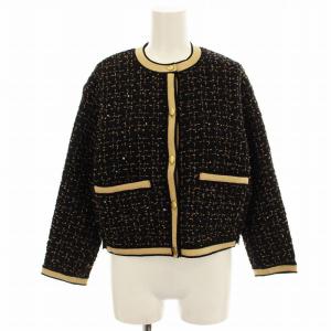 23AW ニットコンビツイード クルーネックジャケット 11-07-34-07101 ノーカラー ニット切替