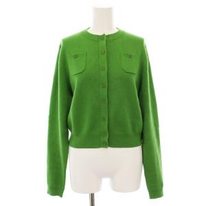 コットンカシミヤ クルーネックカーディガン ニット 長袖 XS グリーン 39-02-01-02002