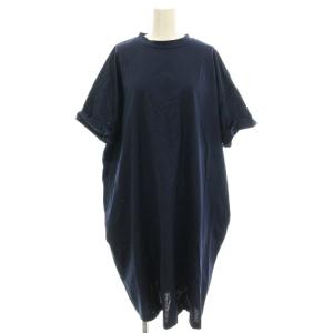 コットンロールアップスリーブワンピース 半袖 ロング F ネイビー 紺 1-25961931 /G