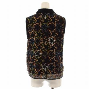 Diagram GRACE CONTINENTAL シャツ ブラウス ノースリーブ 星柄 刺繍 38 黒 ブラック /DK