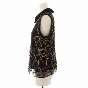 Diagram GRACE CONTINENTAL シャツ ブラウス ノースリーブ 星柄 刺繍 38 黒 ブラック /DK