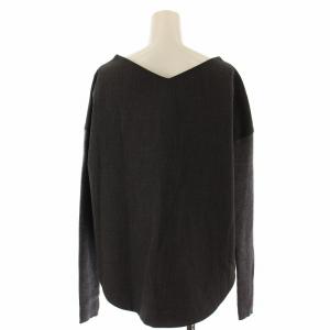 ENFOLD ダブルクロスプルオーバーブラウス リブニット 切替 Vネック 長袖 38 グレー 300BA730-1730