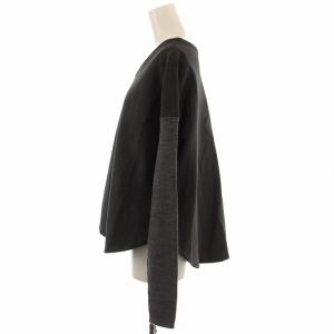 ENFOLD ダブルクロスプルオーバーブラウス リブニット 切替 Vネック 長袖 38 グレー 300BA730-1730