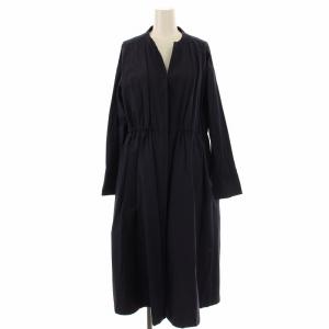 スプリングコート ノーカラー ロング 36 紺 ネイビー /DK