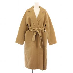 チェスターコート アウター ロング丈 前開きトッパー ベルト ウール カシミヤ混 F 茶 ブラウン /BB