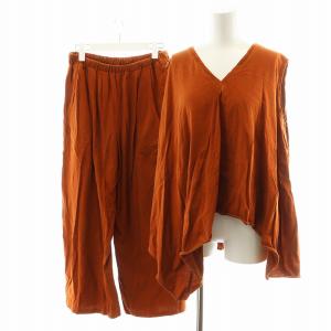 セットアップ カットソー ノースリーブ アシンメトリー イージーパンツ コットン 38 茶 ブラウン 470BS280-6060