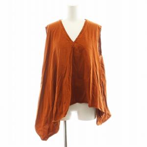 nagonstans セットアップ カットソー ノースリーブ アシンメトリー イージーパンツ コットン 38 茶 ブラウン 470BS280-6060