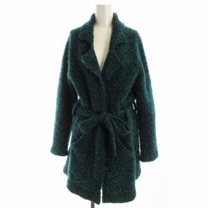 ダウンコート カーディガン ニット 長袖 アルパカ混 ウエストリボン 2 緑 グリーン 1T61LQ66
