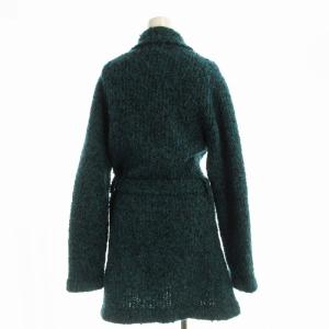 agnes b. ダウンコート カーディガン ニット 長袖 アルパカ混 ウエストリボン 2 緑 グリーン 1T61LQ66