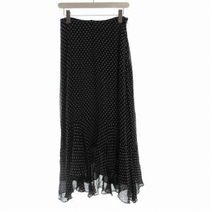フレアスカート マキシ ロング 総柄 4 黒 ブラック 白 ホワイト 0200011517 /RO