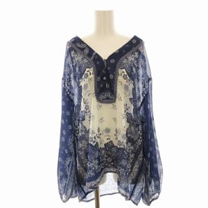 シャツ ブラウス 長袖 ペイズリー柄 2 青 ブルー T7354KS0E55 /EE