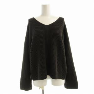 ウール7G両畦Vネックニット セーター 長袖 リブ 2 茶 ブラウン BN-18FL-015 /EE