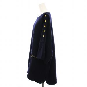 Drawer ウール 肩金ボタン プルオーバー ニット カットソー オーバーサイズ 七分袖 36 紺 6512-206-0095