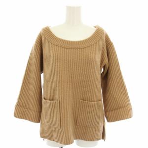 ウールカシミヤクルーネックニット セーター 長袖 ダブルポケット カシミヤ混 1 キャメル 6513-106-0216